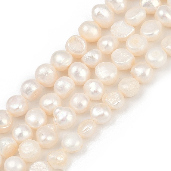 Нити из натурального культивированного пресноводного жемчуга, двух сторон полированной