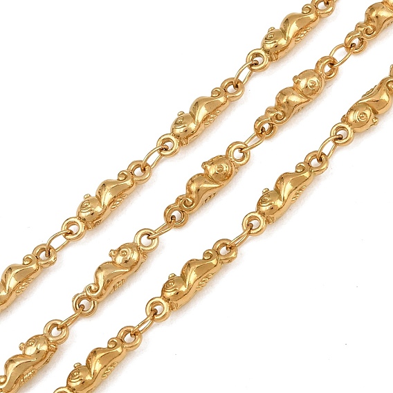 5M 304 Stainless Steel Sea Horse Link Chains, Soldered, with Spool, Ion Plating(IP), Long-Lasting Plated