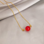 Vintage Red Agate Love Bean Pendant Necklace for Couples - Lucky Charm Collarbone Jewelry