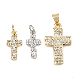 Pendentifs en laiton zircon cubique transparent, charmes croisées, sans cadmium et sans plomb