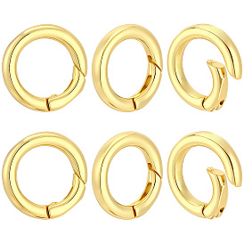 6Pcs Rack Plating Brass Spring Gate Rings, Cadmium Free & Lead Free, Long-Lasting Plated