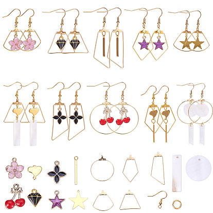 DIY Earring Making, with 304 Stainless Steel Pendants, Alloy Enamel Charms, Brass Earring Hooks