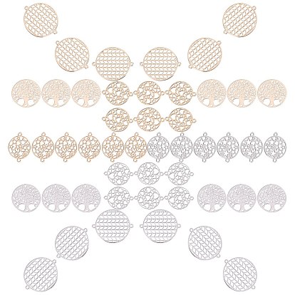 48шт 8 стиль латунные звенья соединители, гравированные металлические украшения, долговечный, разнообразные