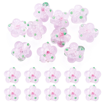 10 бусины лэмпворк ручной работы, неровный, цветок