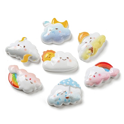 Weather Theme Opaque Resin Cabochons, Cartoon Funny Cloud