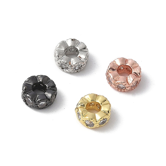 Латунные микро проложить кубического циркония бусы, без свинца и без кадмия, долговечный, стойки покрытие, волнистый край