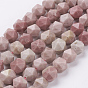 Natural Rhodonite Beads Strands, Faceted, Round