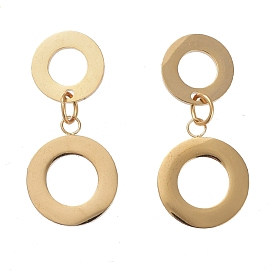 304 Stainless Steel Dangle Earrings, Hypoallergenic Earrings, with Ear Nuts, Ring
