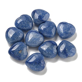 Natural Blue Aventurine Beads, Half Drilled, Heart