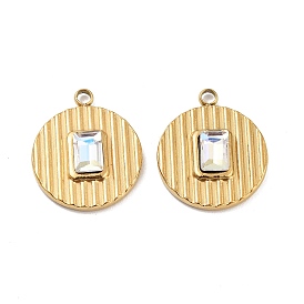 Ионное покрытие (ip) 304 кулон из нержавеющей стали, со стразами, плоско-круглые