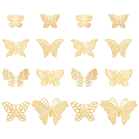 80Pcs 8 Style Iron Filigree Joiners Links & Pendants, Butterfly