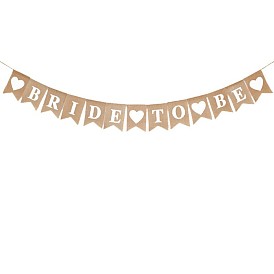Bride To Me Burlap Flags, Tassel Hanging Banner, for Wedding Party Home Decorations
