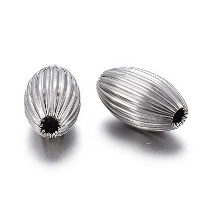 304 Stainless Steel Corrugated Beads, Oval