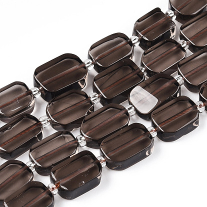 Natural Ice Obsidian Beads Strands, with Seed Beads, Rectangle