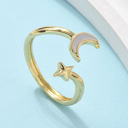 Кольца-манжеты из латуни для женщин, без кадмия и без свинца, Луна и звезды