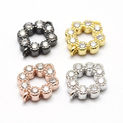 Латунные микро проложить класса AAA кубического циркония ссылки, цветок, без свинца, без никеля и без кадмия