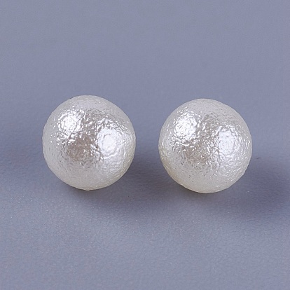 Perles d'imitation en plastique ABS respectueuses de l'environnement, surface crasseuse, pas de trous / non percés, ronde