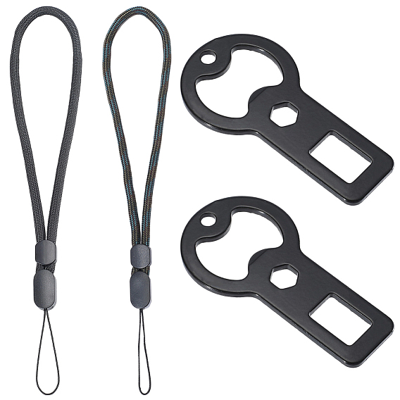 4 шт. сплав открывалки для бутылок, с 4шт 2цветами регулируемый ремешок для мобильного телефона из полиэстера