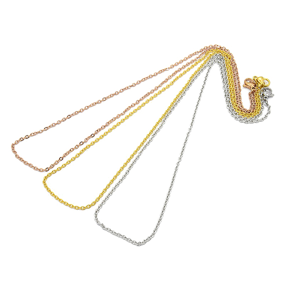 Collares de cadena de cable para mujer de acero inoxidable liso clásico 304 para hombre unisex, con cierre de langosta, 17.7 pulgada (450 mm)