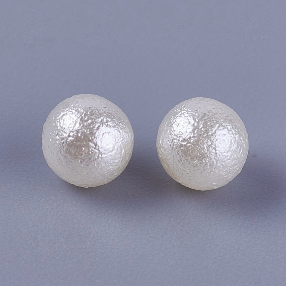 Eco-Friendly ABS Plastic Imitation Pearl Beads, Crapy Surface, No Hole/Undrilled, Round