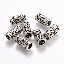 Tibetan Style European Beads, Large Hole Beads, Lead Free & Cadmium Free & Nickel Free, Antique Silver, Column
