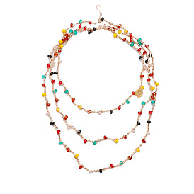Colorful Stone Necklace for Women, Vintage Multi-layered Neck Jewelry