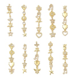 Большие подвески из латуни с микропейвом и прозрачным фианитом, золотые