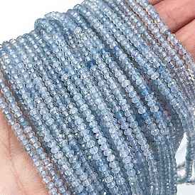 Natural Aquamarine Beads Strands, Grade A, Faceted, Rondelle