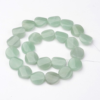 Natural Green Aventurine Bead Strands, Twist Round, 16x6mm, Hole: 1mm, about 24pcs/strand, 15.4 inch