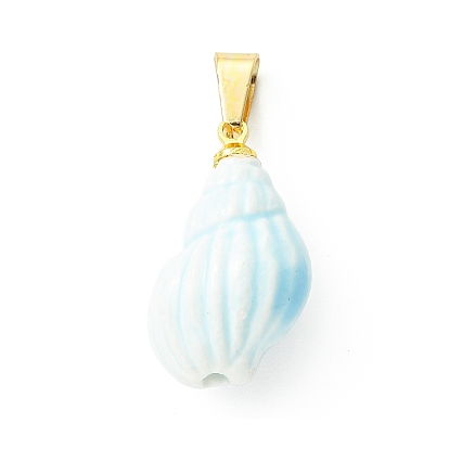 Фарфора ручной работы подвески, подвески в форме раковины, с защелкой из нержавеющей стали на поручнях, золотые