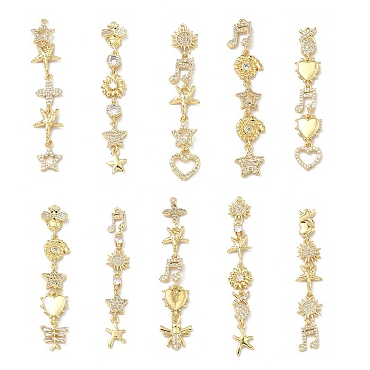 Большие подвески из латуни с микропейвом и прозрачным фианитом, золотые