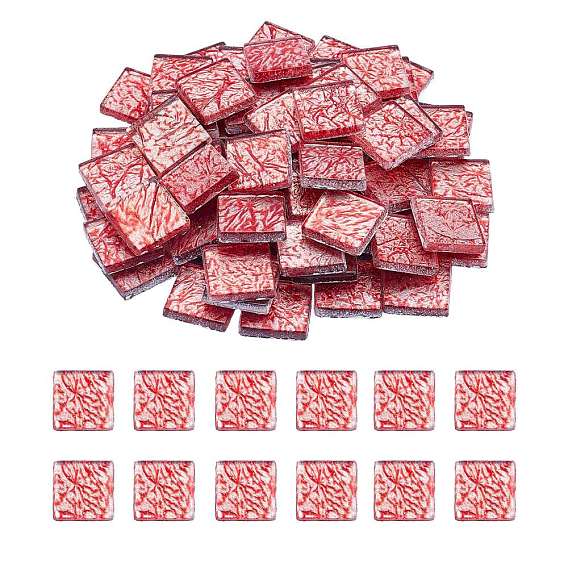 Glass Cabochons, Gold Foil Mosaic Tile, for Home Decoration or DIY Crafts, Square