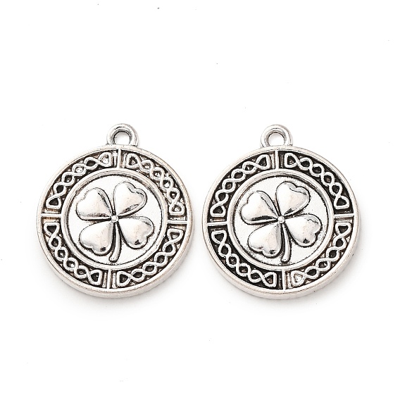Сплавочные подвески тибетского стиля, плоский круглый с подвесками в виде клевера