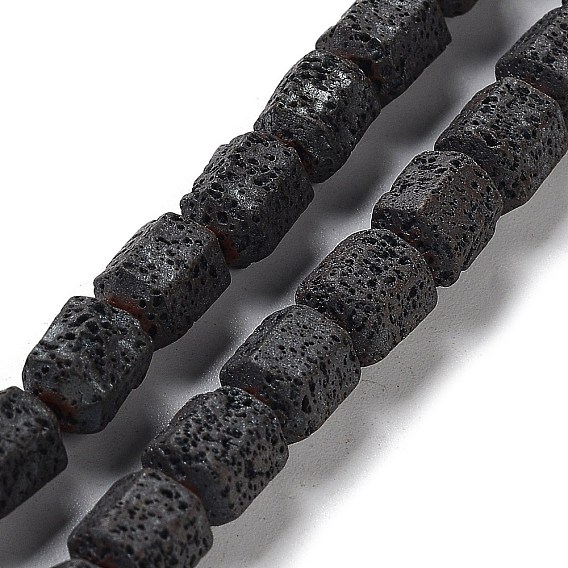 Natural Lava Rock Beads Strands, Frosted, Hexagon
