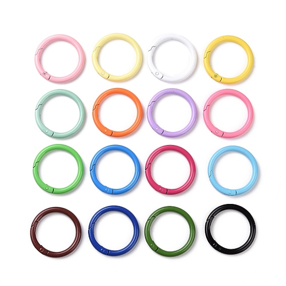 Spray Painted Alloy Spring Gate Rings, Round Ring