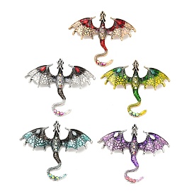 Сплав горный хрусталь большие кулоны, с эмалью, птерозавр