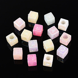 Пластиковые шарики, имитация желе, куб с письмом, с покрытием AB цвета