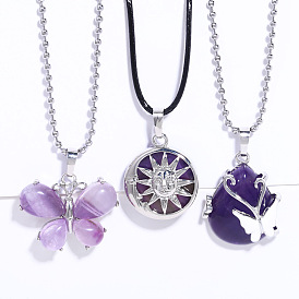 Necklace amethyst butterfly pendant female creative personality amethyst necklace female nkp88