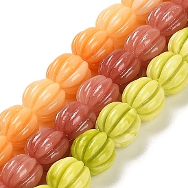 Synthetic Coral Beads Strands, Grooved Round, Dyed