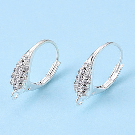 Conclusions de boucle d'oreille en laiton zircon cubique clair, avec boucles horizontales, larme, sans nickel