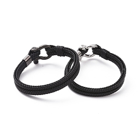 Microfiber Cord Braided Triple-strand Bracelet, Punk Wristband for Men Women
