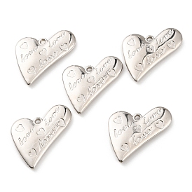 CCB Plastic Pendants, Heart with Word Love Charm