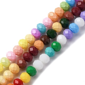 Выпечки нарисованных стеклянных бусин прядей, рондель, граненые