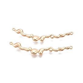 Brass Wavy Connector Charms, Nickel Free