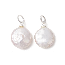 Натуральный жемчуг барокко подвески с жемчугом кеши, плоские круглые прелести, старинный белый