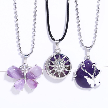 Necklace amethyst butterfly pendant female creative personality amethyst necklace female nkp88