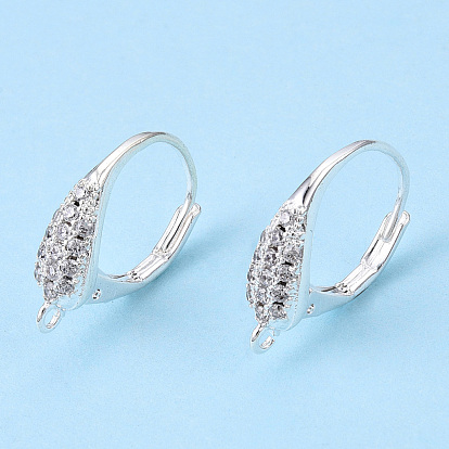 Conclusions de boucle d'oreille en laiton zircon cubique clair, avec boucles horizontales, larme, sans nickel