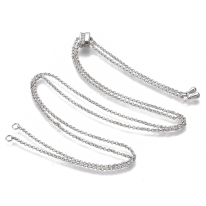 Латунные ожерелья делая, без кадмия и без свинца, ожерелья с ползунком, с прозрачным цирконием и цепочкой Роло