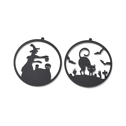 Halloween Printed Acrylic Big Pendants, Black