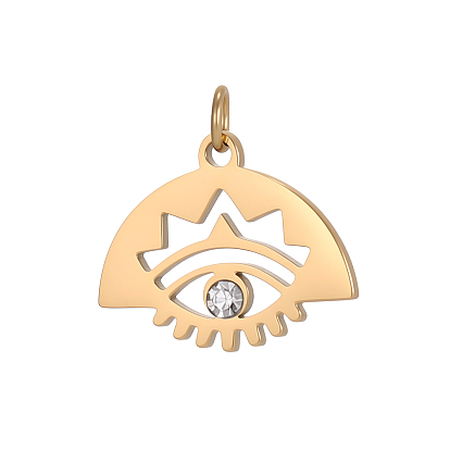 304 подвески из нержавеющей стали, Очарование глаз, ионное покрытие (ip), с четким кубического циркония